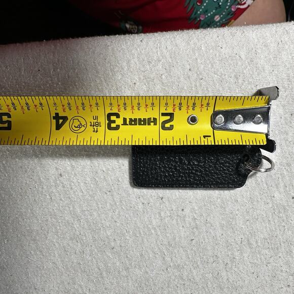 2.5" COACH NEW YORK Black Pebbled Leather Brass Fob Bag Charm Keychain Hang Tag - Picture 5 of 5